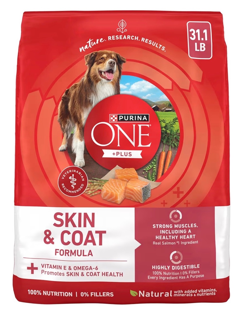 Purina One Plus Skin & Coat, Sensitive Stomach Dry Dog Food, 31.1 Lb Bag | Made